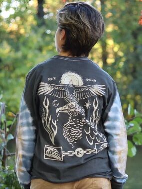 NWOT Grey Graphic Tie-Dye Long Sleeve Tee - Kids